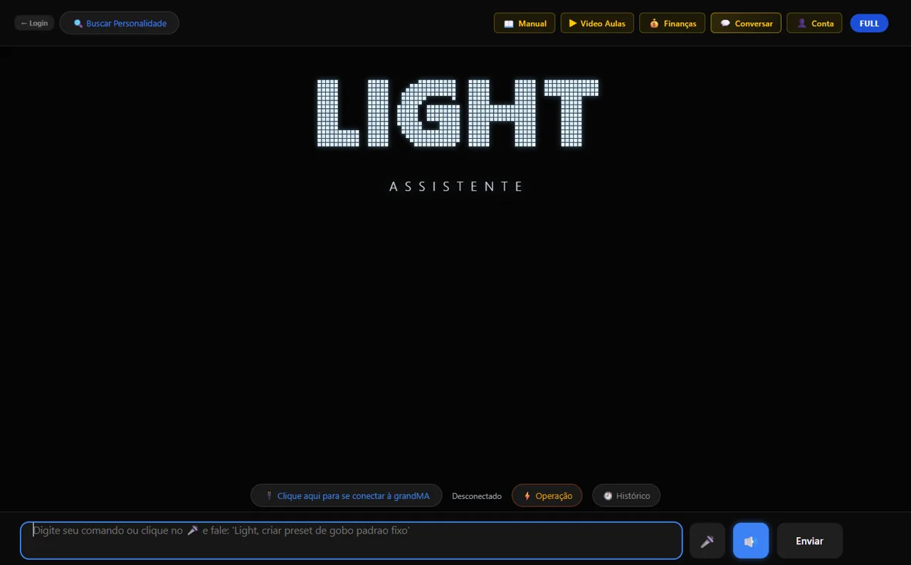 Interface principal do LIGHT